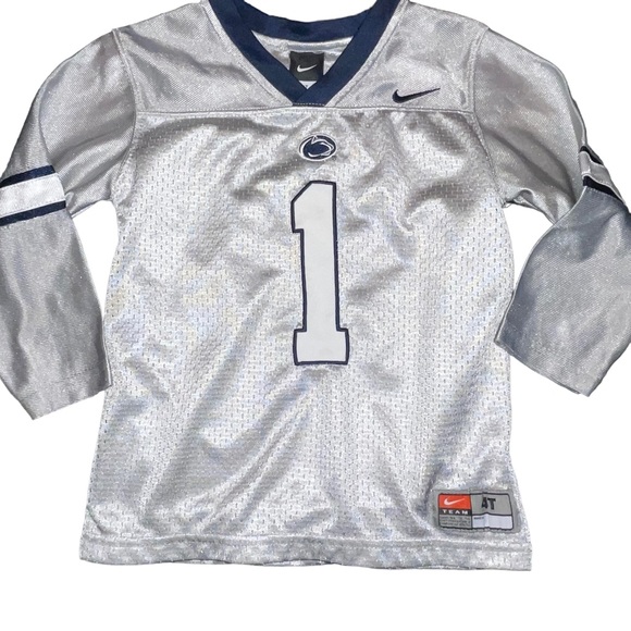 Nike Penn State Toddler Boys Long Sleeve Football Jersey Grey Blue White 4T EUC - Picture 1 of 5